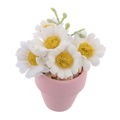 BCOATH Miniature Faux Daisy Flower Pot for Dollhouse Decor Lifelike Artificial Stylish Office Desk Bookshelf Accent No Maintenance Required for