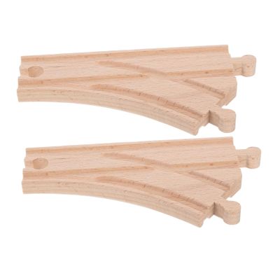 Sosoport 2pcs Wooden y Track Connectors for Train Sets Multi-Directional Switch Tracks Wooden Railway Accessories for Boy Girl Educational Play Compatible with Major Brands