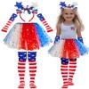 4th of July Tutu Set for Girl 6 to 12 Years Red White and Blue Tutu Patriotic Costume Accessories Independence Day Costume Halloween Cosplay Party view 1