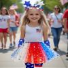 4th of July Tutu Set for Girl 6 to 12 Years Red White and Blue Tutu Patriotic Costume Accessories Independence Day Costume Halloween Cosplay Party view 4