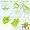 QINGLER 20 Long Sand Beach Shovels for Kids Heavy Duty Plastic Summer Sand Scoops Spades Toy Sandbox Garden Snow Digging Play Gift Set Party Bundle 2 Pack Green view 2