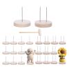24 PCS Positive Crochet Doll Stands Wooden, Wooden Base Single Dual Needle Holder for Crochet Dolls Figurines Knitted Doll Display Stand for Positive Potato, Base Holder for Support Pickle Animal Toys view 1