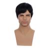 Edivd Child Boys Black Wig Short Black Straight Wig for Kids Heat Resistant Synthetic Wigs with Cap view 3