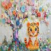 1000 Piece Adult Animal Jigsaw Puzzle, Modern Art Jigsaw Puzzle - Cartoon Cutout Button Tree and Tiger, for Family Fun and Puzzles view 1