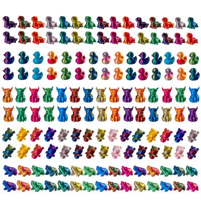150pcs Mini 3D Printed Animals Tiny Animals Plastics Figures Miniature Little Small Ducks, Frogs, Turtles, Yaks Figurines Bulk for Micro Fairy Garden Landscape Accessories Hide Crafts Decor Aquarium