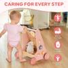ROBUD Wooden Baby Walker, Baby Push Walker with Activity Center and Storage, Montessori Walker Toy for Boys and Girls Learning to Stand and Walk, Pink view 2