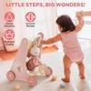 ROBUD Wooden Baby Walker, Baby Push Walker with Activity Center and Storage, Montessori Walker Toy for Boys and Girls Learning to Stand and Walk, Pink view 3