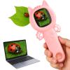 2-in-1 Microscope Camera for Kids, Mini Handheld Microscope Supporting Multiple Viewing Angles, Outdoor Educational Science Adventure Toys, Birthday Gifts for 3-10 Years Old Girls, Pink Cat view 1