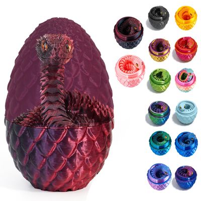 3D Printed Snake Egg Toys, Flexible 3D Printed Animal Toy, ADHD Fidget Snake, Unique Desk Pet for Collectors, Stress Relief & Home Decor&Easter (Black red Egg, 11.8')