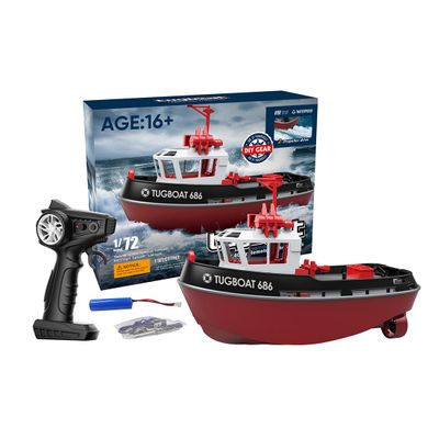 StrucToys RC Tugboat for Pool Lakes, 1/72 Scale 2.4Ghz Remote Control Mini Roat, 8km/h, 15mins Using Time