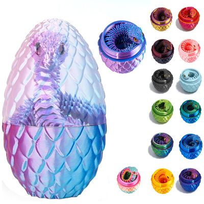 3D Printed Snake Toys, Flexible 3D Eco-Friendly Animal Toy, ADHD Fidget Snake, Unique Desk Pet for Collectors, Stress Relief & Home Decor (Blue-Pink Egg, 11.8')