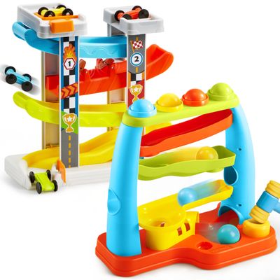 18M+ Toddler Toys Race Track Car Ramp Toy and Pound a Ball Toy Track Learning Station, Christmas and Birthday Gift for Boys & Girls Age 2 3, Gifts for 2 3 Year Old Baby Kids