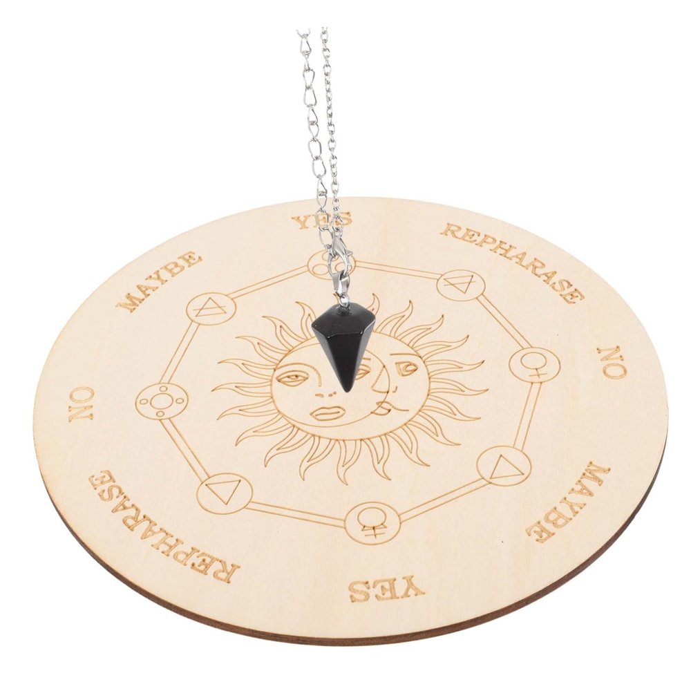 DECHOUS 1set Pendulum Board Dowsing Necklace Witch Altar Divination Tool Unique Metaphysical Message Board for Spiritual Practices