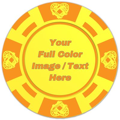 Lareyork 100 Custom Poker Chips, Personalized Plastic Drink Tokens with Your Logo, Image, or Text, Double-Sided Printed Chips for Bars, Casinos, Weddings, Parties, Business and Events (Yellow)
