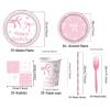 120Pcs Party Plates Pink Bow Plates Pink Party Decorations Bow Birthday Plates and Napkins cups straws Bow Decorations for Party Coquette Birthday Decorations view 2