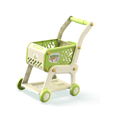 Plastic Height Adjustable Role Play Kids Shopping Cart Toy Without Accessories (Green)