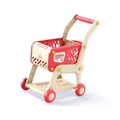 Plastic Height Adjustable Role Play Kids Shopping Cart Toy Without Accessories (RED)