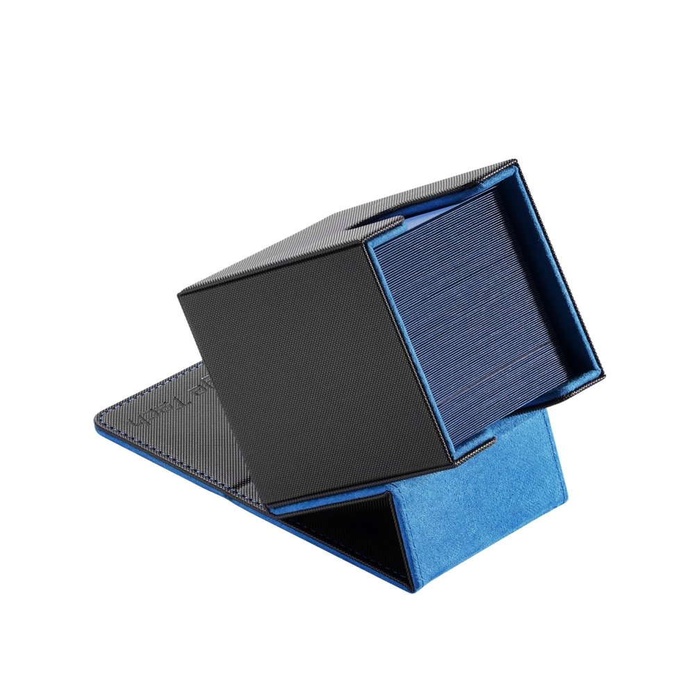 Mage Tech Adventurer [Apprentice] Modular Deck Box - Holds 99 Double-Sleeved Cards - Ultra-Rugged, Expandable Design - MTG PTCG LOR OPCG & More - Black/Blue