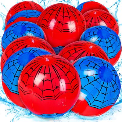 12 Pack Spider Theme Beach Ball - 9.84" Bulk Inflatable Beach Balls for Summer Water Games Pool Games, Blue and Red Spider Web Birthday Party Decorations Favors Supplies, Graduation Decorations 2026