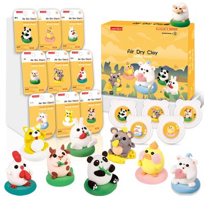 Air Dry Clay for Kids, Animal Modeling Clay Kit, 9 Animal Designs with Tutorials, Ultra Light & Soft, Arts & Crafts DIY Creative Toys, Gifts for Age 3-12 Girls & Boys