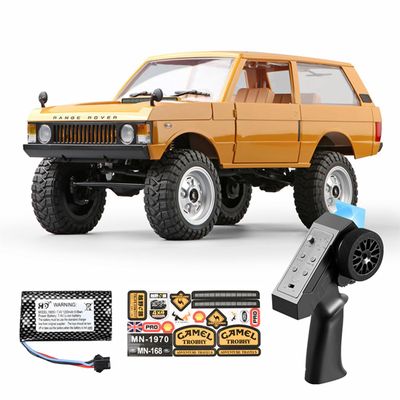 Tiodei MN-168 Crawler Car for Adults, 1/12 Scale 2.4G RC 4WD Off-Road Crawler Car with Front and Rear Lights, All-Terrain Four-Wheel Drive (RTR Version/Yellow)