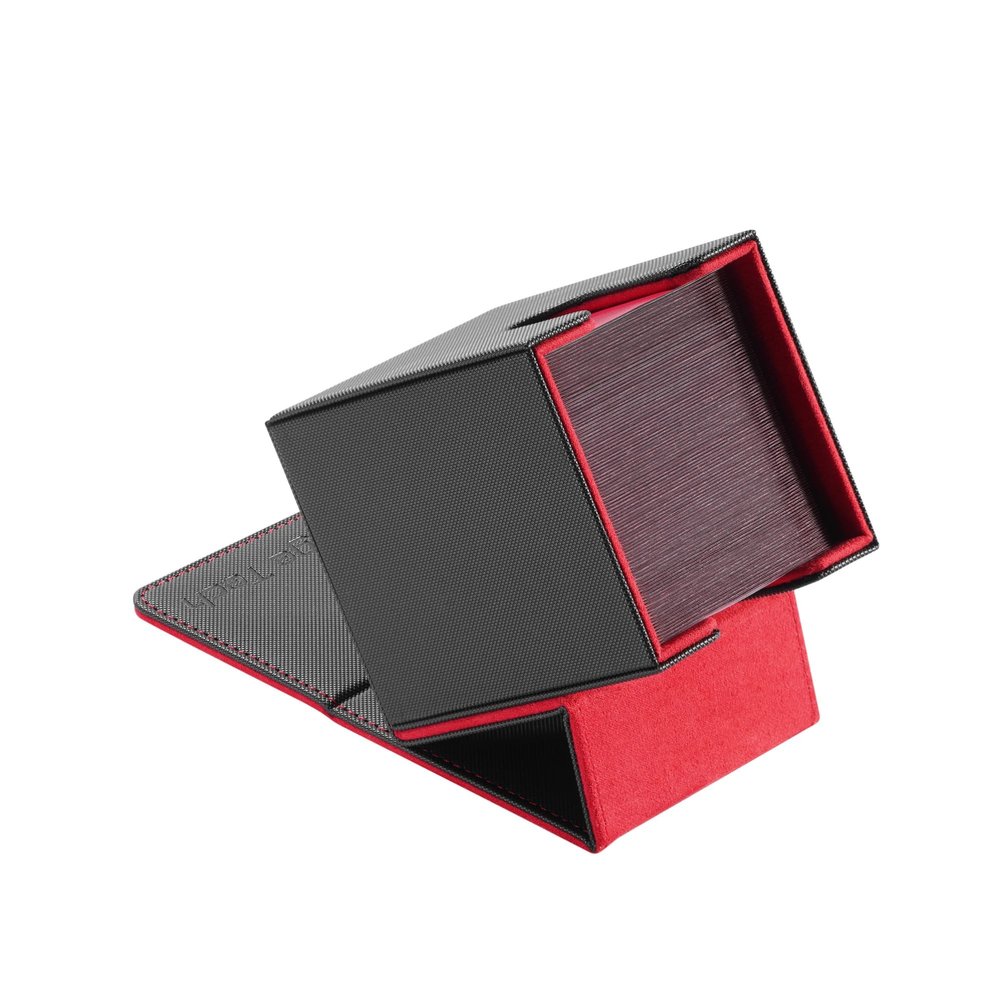 Mage Tech Adventurer [Apprentice] Modular Deck Box - Holds 99 Double-Sleeved Cards - Ultra-Rugged, Expandable Design - MTG PTCG LOR OPCG & More - Black/Red