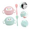 OUNONA 2Sets Bowls with Spoons Insulated Penguin Cartoon Food Bowls Cute Dual Handle Design view 3