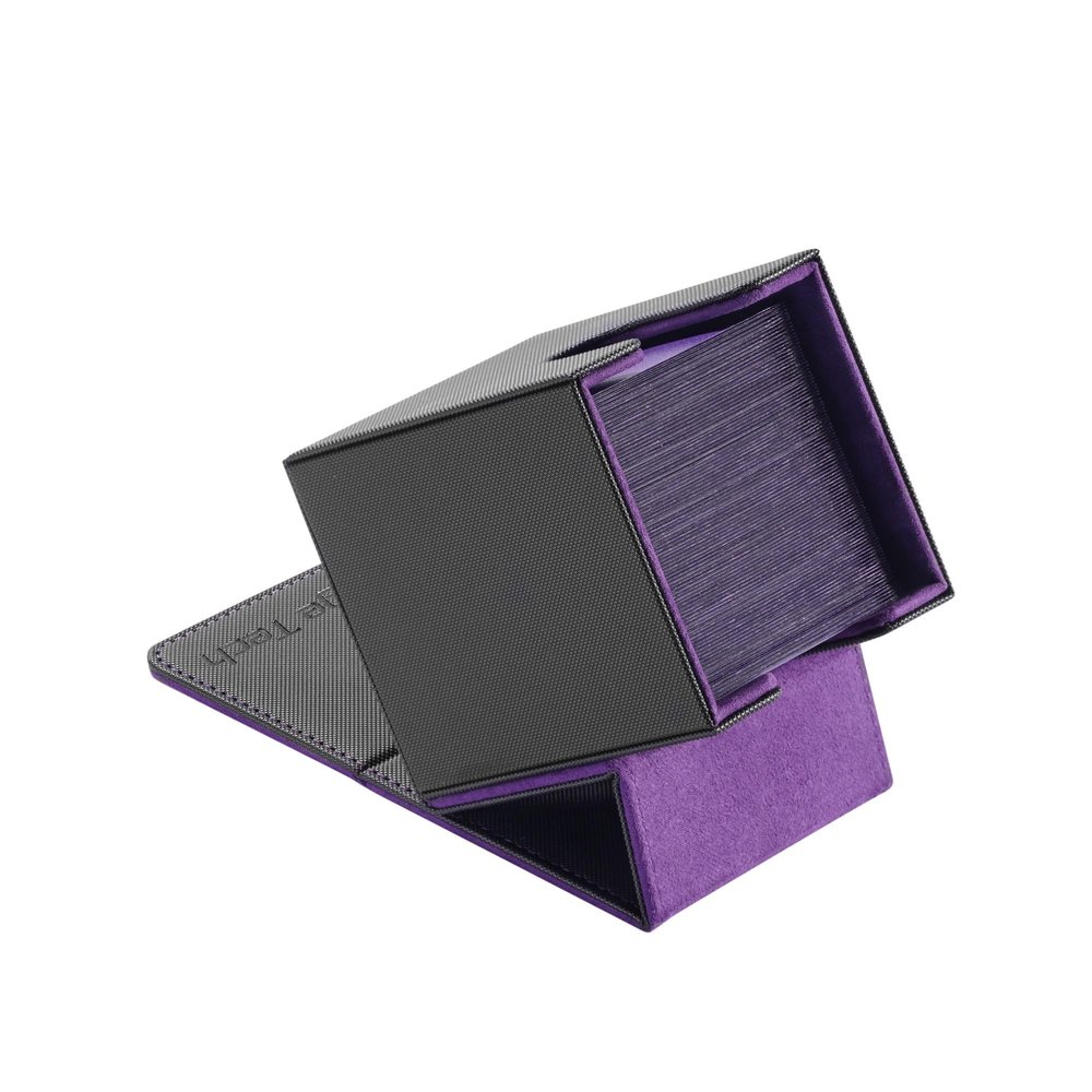 Mage Tech Adventurer [Apprentice] Modular Deck Box - Holds 99 Double-Sleeved Cards - Ultra-Rugged, Expandable Design - MTG PTCG LOR OPCG & More - Black/Purple