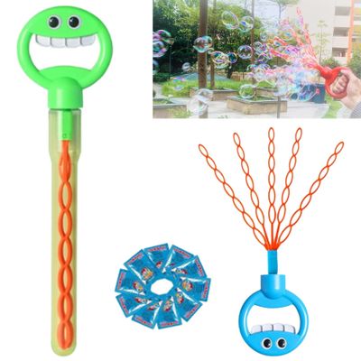 32-Hole Five-Claw Bubble Wand, 5 Claw Smiley Bubble Stick, Bubble Claw Wand, Smiley Face Bubble Claw Wand, 5 Claw Bubble Wand, Bubble Machine for Summer Outdoors with Bubble Liquid (Green)