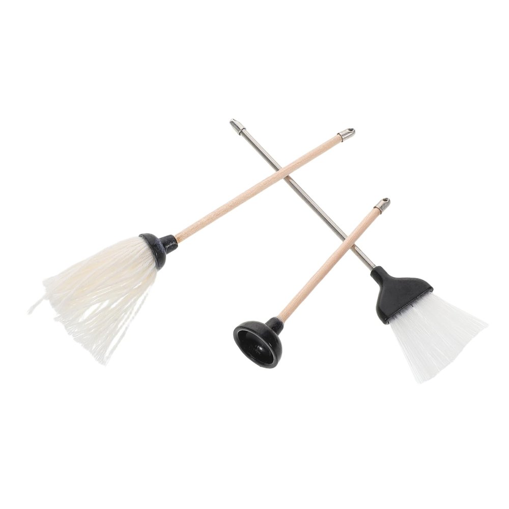 BESPORTBLE 1set Mini Dollhouse Cleaning Set Broom Mop and Toilet Plunger for Dollhouse Bathroom Decor Accessories for Miniature Cleaning Tasks Tight Spaces