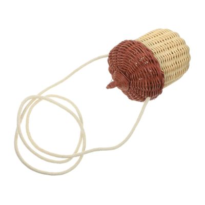 SOLUSTRE Decorative Rattan Handbag for Boy Girl Mini Woven Purse Photography Prop Stylish Acorn Storage Basket for for Travel and Shopping