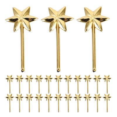 50 Pack Mini 6-Pointed Golden Star Sticks - Small Wand Decorations for Crafts, Party Decor & Christmas Tree Ornaments