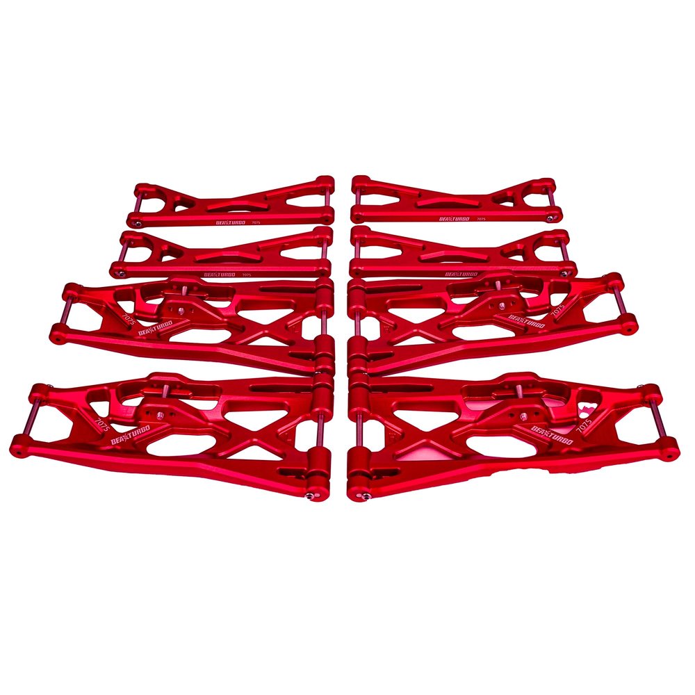 BEAXTURBO Racing Upgrade parts CNC Aluminum7075 Upper Lower suspension arms For TRAXXAS X-MAXX 1/5 8S (red)