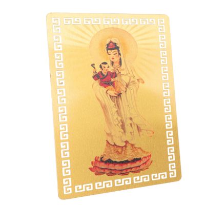 Alipis Chinese Style Kwan Yin Protection Card Feng Shui Amulet for Luck and Success Compact and Lightweight Auspicious Pendant for Negative Energy Defense