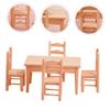 Abaodam 1set Mini Desk Chair Dollhouse Furniture Models for Playhouse Decoration Includes Table and Four Chairs for Projects and Photo Props Neat Design and Fine Workmanship view 3