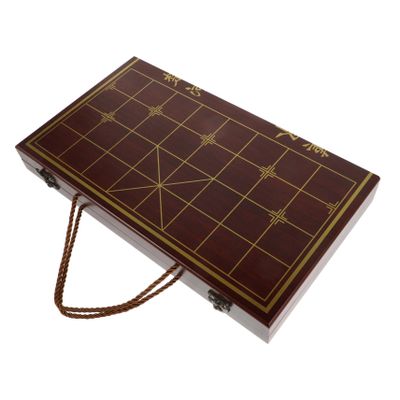 Abaodam Elegant Wooden Xiangqi Set with Dual-Function Storage and Travel Board Vintage Chinese Chess Game for Adults and Boy Girl for Home Go Play