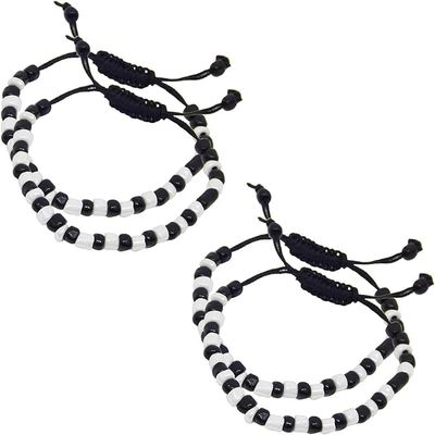 Baby Nazariya Bracelets, Set of 4, Adjustable, Cotton Thread, Black & White Beads