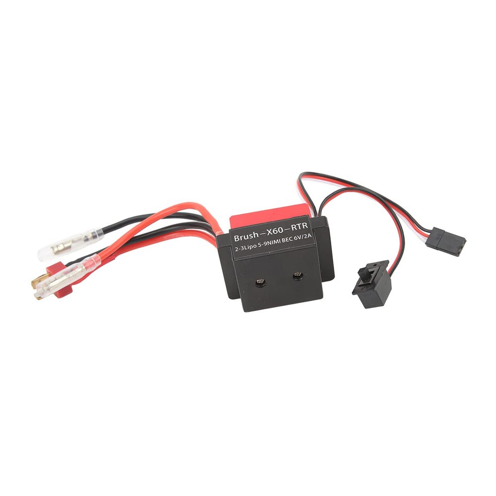 60A RC Brushed ESC 6V 2A Brushed Speed Controller ESC with T Plug for for HSP for Redcat 1/10 RC Cars Red