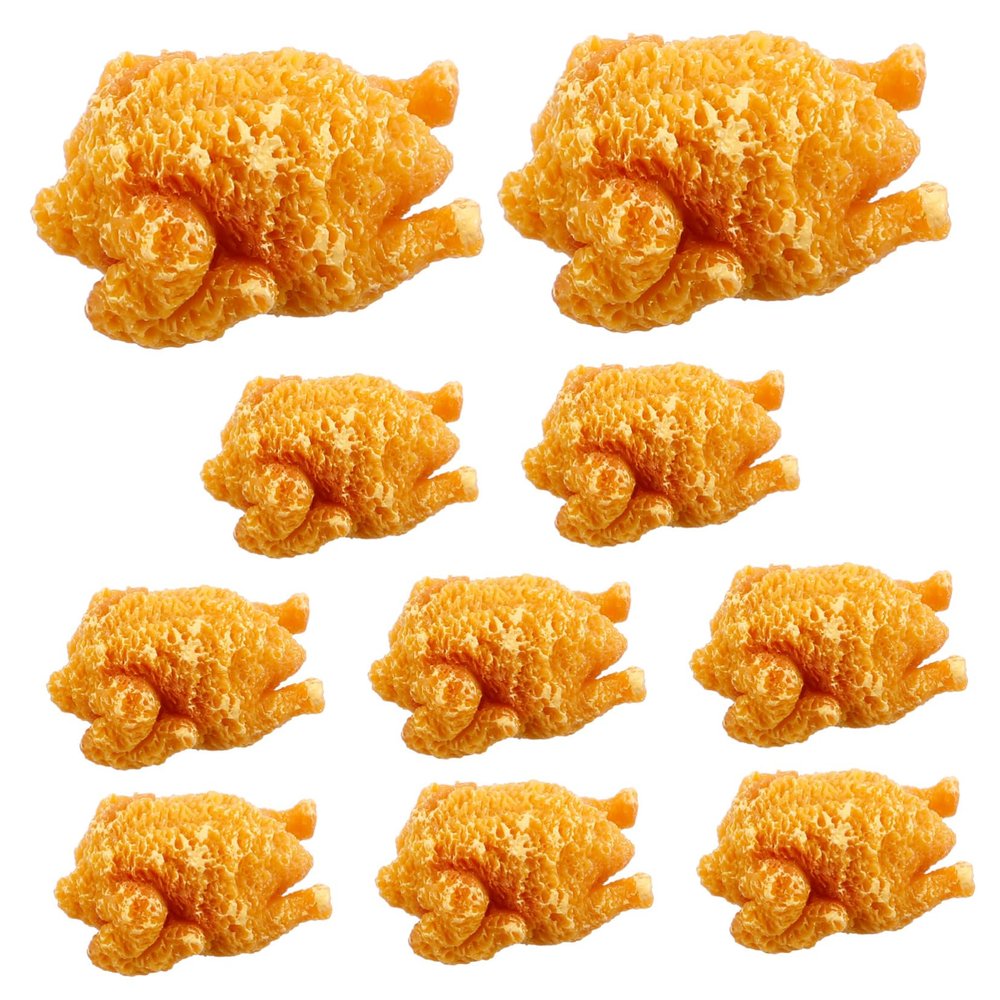 BESTonZON 10pcs Lifelike Simulated Fried Chicken Decorations Realistic Artificial Food Props for Kitchen Home and Party Use for Miniature Scenes and Creative Decor
