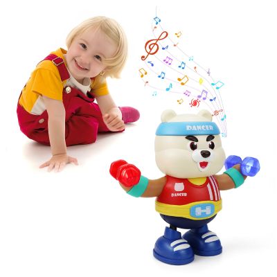 Alomejor Electric Bear Toy, Light Up and Dance with Music Portable Robot for Children with Cute Appearance