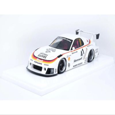 Inno Models RX7 (FD3S) LB-Super Silhouette RHD (Right Hand Drive) #41 White with Stripes and Graphics 1/18 Model Car