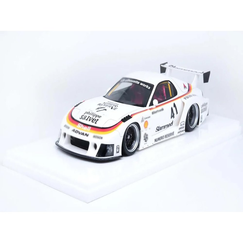 Inno Models RX7 (FD3S) LB-Super Silhouette RHD (Right Hand Drive) #41 White with Stripes and Graphics 1/18 Model Car