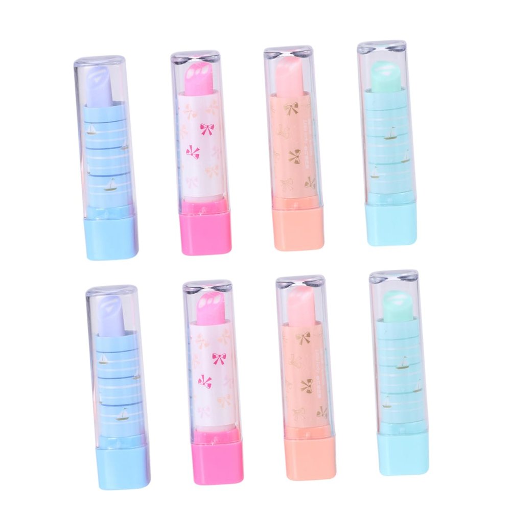 10pcs Cute Lipstick Erasers Eraser School Supplies Aesthetic for Boys and Girls Students Style