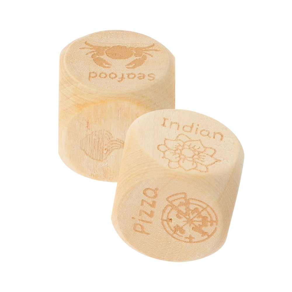 SUPVOX 2pcs Wooden Food Decision Dice Fun Meal Selector for Family Gatherings Travel Adventures Dinner Ideas for Food Decider Games and Romantic Dining Experiences
