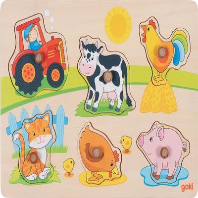 Steckpuzzle Auf dem Bauernhof: 30 x 21 x 2,4 cm, Holz, 6 Teile, per Stck