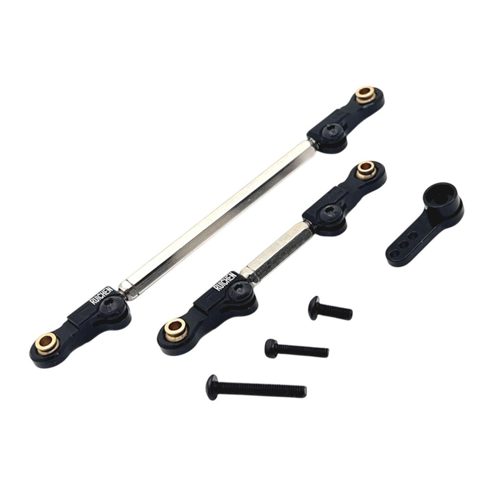 2 Pieces Steering Links Adjustable Servo Links High Strength RC Pull Rod Tie Rod for H12Y H12Y+ 1/12 RC Car Modification, Black