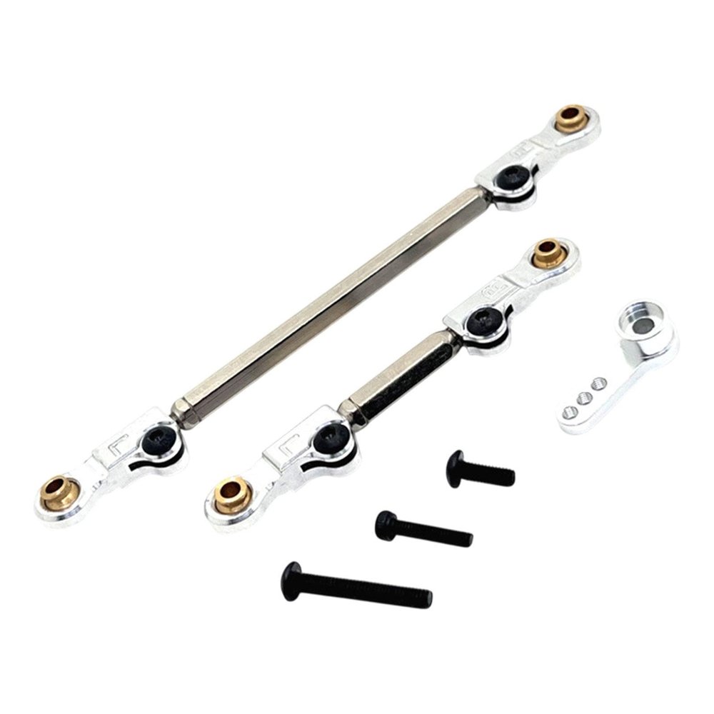 2 Pieces Steering Links Adjustable Servo Links High Strength RC Pull Rod Tie Rod for H12Y H12Y+ 1/12 RC Car Modification, Argent