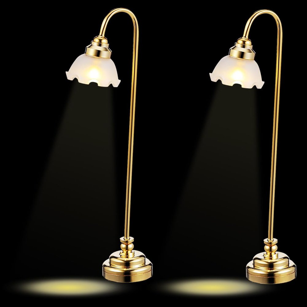 BESPORTBLE 2Pcs Mini Desk Lamp - 4.13 Inch Golden Metal and Glass Decorative Table Light for Home Use Ideal for Reading and Relaxing