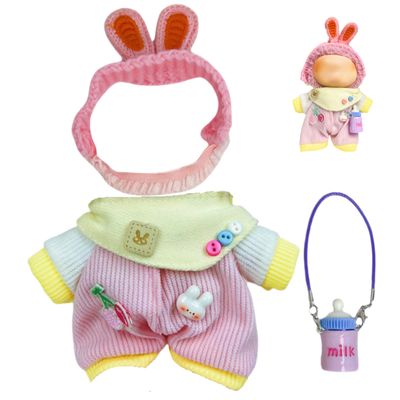 Used for Labubu Doll Outfit Clothes Designer Set,Compatible with Labubu Clothe Accessories for Doll (Pink Baby clothes-0425)