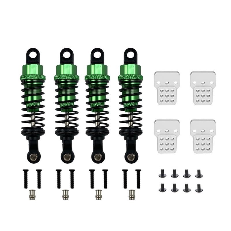 4Pcs Oil Filled Type Metal Shock Absorber with Shock Tower for WPL C14 C24 MN D90 D91 MN99 99s RC Car Adjustable Upgrade Parts(Green)